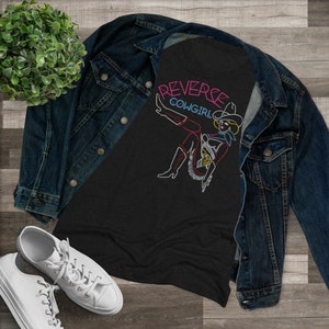 Limited Addition Reverse Cowgirl Tee | Las Vegas Neon Ladies Tee | Women's Triblend Tee
