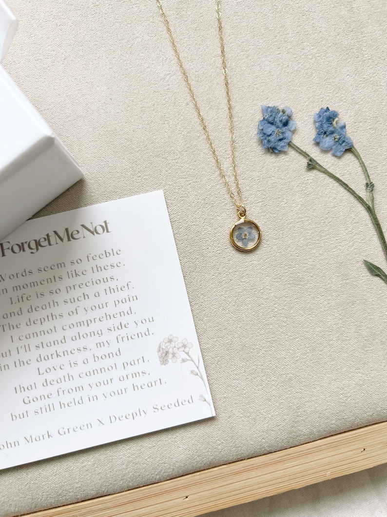 Real Flower | Forget Me Not Necklace | Flower of Loss | Flower of Miscarriage | Gift for Loss | Bereavement Gift | Pregnancy Loss image 8