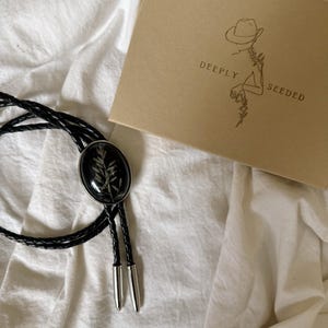 Lovers Grass | Floral Bolo Tie | Western Bolo | Western Wear | Feminine | Handmade | Leather | Cowboy Necklace | Custom Bolo | Wedding Bolo