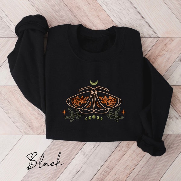 Embroidered Moth Sweatshirt, Unisex Fit