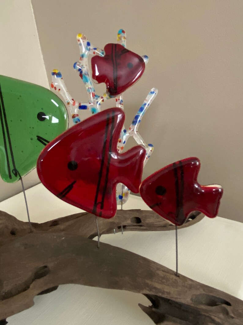 Fused Glass seascape Suncatcher Coral reef ANGEL fish
