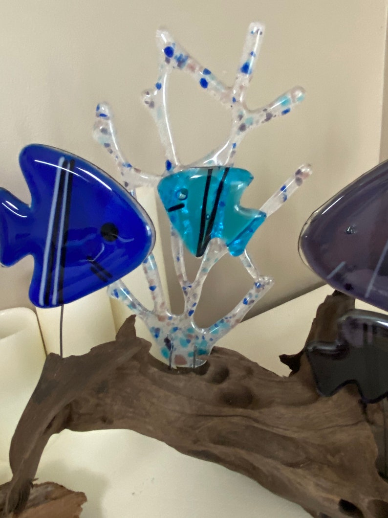 Fused Glass seascape Suncatcher Coral reef ANGEL fish