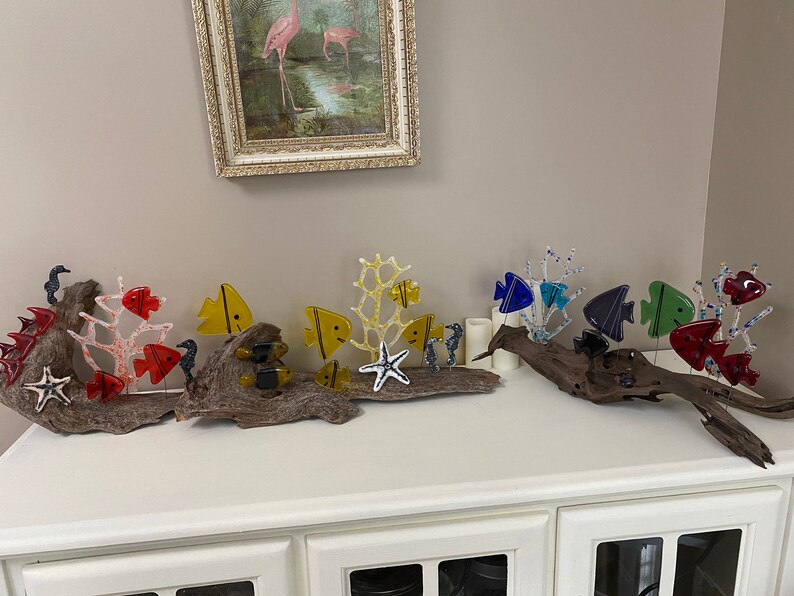 Fused Glass seascape Suncatcher Coral reef ANGEL fish