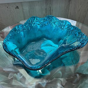 Medium Fused glass art coastal  sea shell serving bowl plate platter dish tray