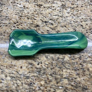 Green and blue  spoon rest Fused glass art