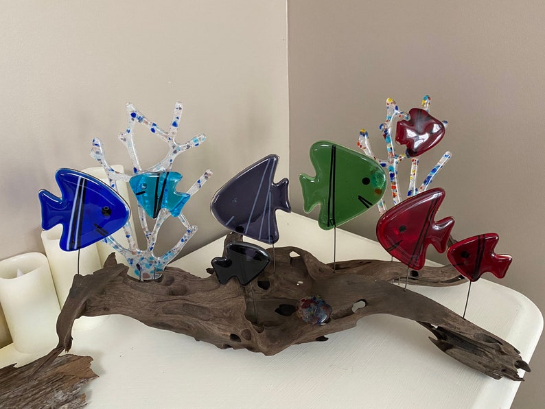 Fused Glass seascape Suncatcher Coral reef ANGEL fish