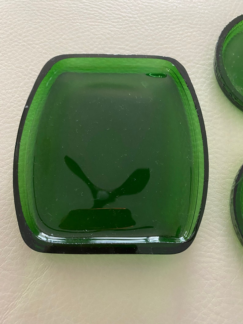 GREEN glass CANDLE Holders COASTERS drink REcycled Bottles