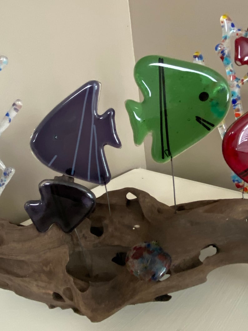 Fused Glass seascape Suncatcher Coral reef ANGEL fish