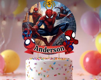 Editable Spider Man Cake Topper: Superhero Birthday Party Decoration (Digital Download)
