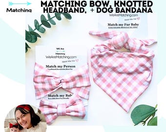 Matching Hair Bow, Knotted Headband & Dog Bandana Set
