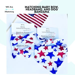 Matching Baby+Mom+Dog | Bow + Dog Bandana + Knotted Headband 4 Mom| Bow=Nylon Headband OR Alligator Clip OR 2 Piggies| Bow fits Infant-Child