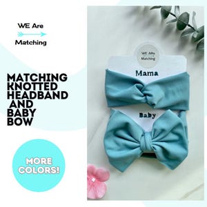 Matching baby bow + headband for mom| Mommy and Me Match | Headwrap Baby Bow for baby girl and matching headband for mom|Soft & sized to fit