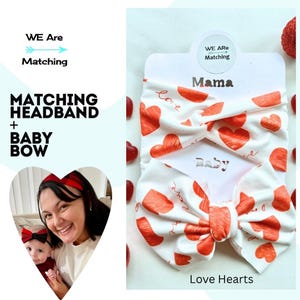 Matching Baby Bow + Knotted Headband for mom | Headwrap Baby Bow and Matching Headband for Mom| Soft & sized to Fit | For Valentine&#39;s Day