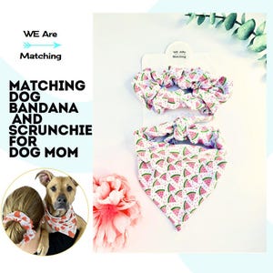 Matching dog bandana + scrunchie for dog mom| Match your dog| Dog Mom and Pet matching set | For Dog Moms