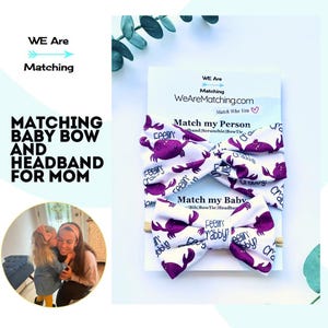 Matching Bow + Headband for Mom| Bow + Knotted Headband| Bow on Nylon Headband OR Clip OR 2 Piggies| Bow Sizes Newborn to Child | For Summer