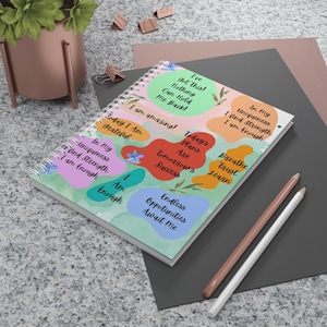 Affirmations Spiral Notebook, Ruled Line Journal, Positive Vibes Diary, Inspirational Writing Pad, Motivational Planner, Self-care Notepad
