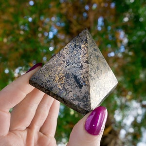 Small Pyrite Pyramid - Fools Gold Pyramid - Pyrite Mineral Carving