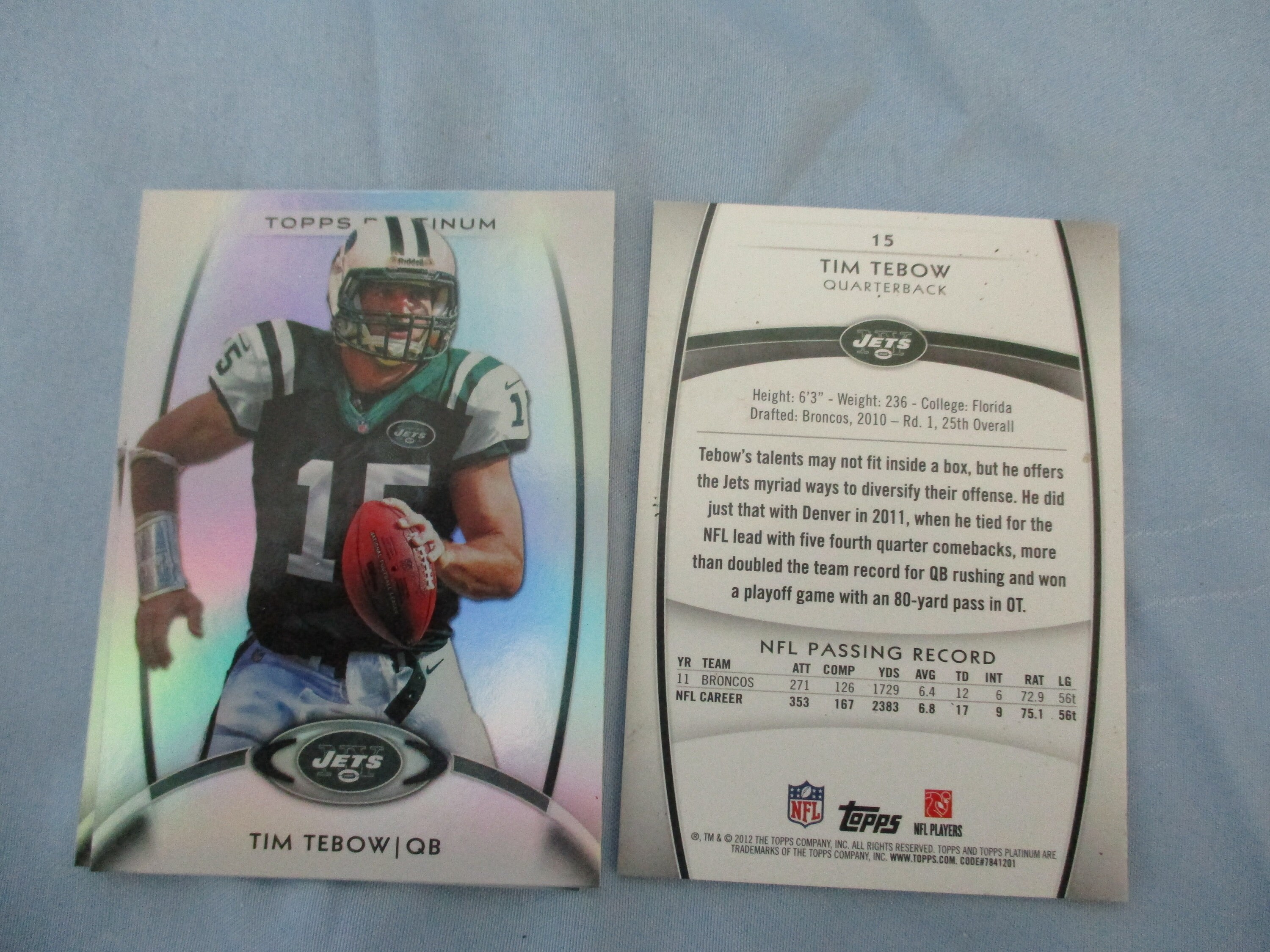 Tim Tebow Topps Platinum 2012 Card Excellent Condition - Etsy