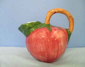 1980 Vintage Tomato/Pumpkin Hand Painted/Water Cider Pitcher Italy