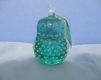 Vintage Green Controlled Bubble Paperweight European Art Glass