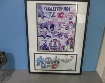 Tampa Bay Lightning Stanley Cup Framed Poster and First Issue stamped Post Card