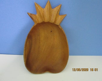 Modern Monkey Pod Wood Pineapple Bowl  Vintage