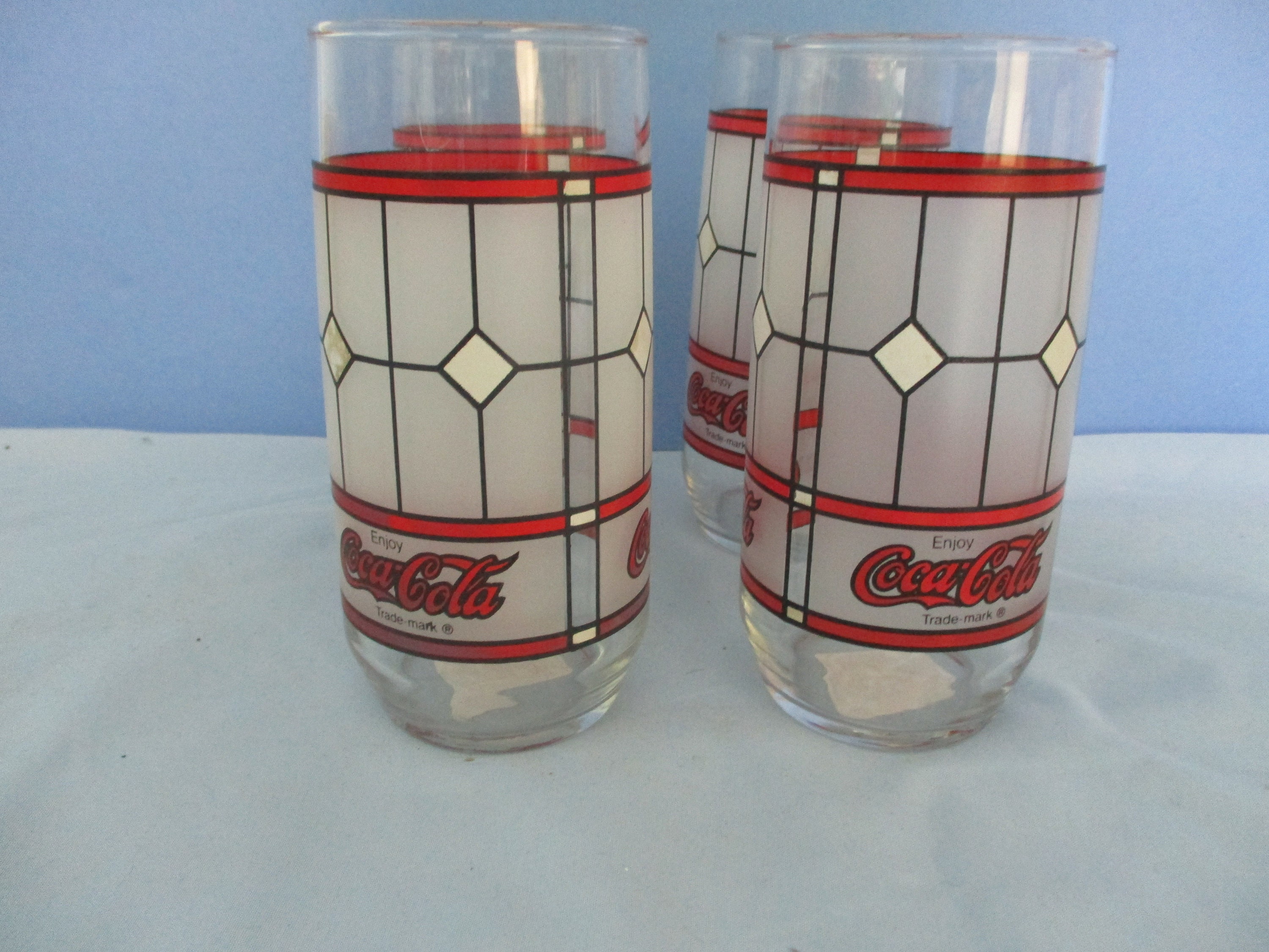 Vintage Coca Cola stained Glass style glasses set of 4 Etsy