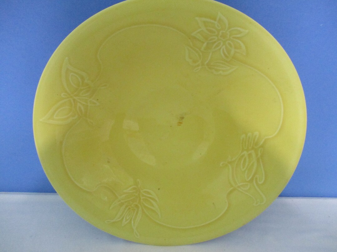 Roselane California Pottery Yellow Leaf Footed Platter Etsy