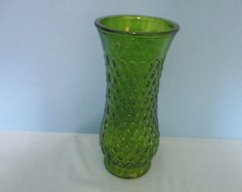 Green Pineapple Textured Glass Vase Vintage