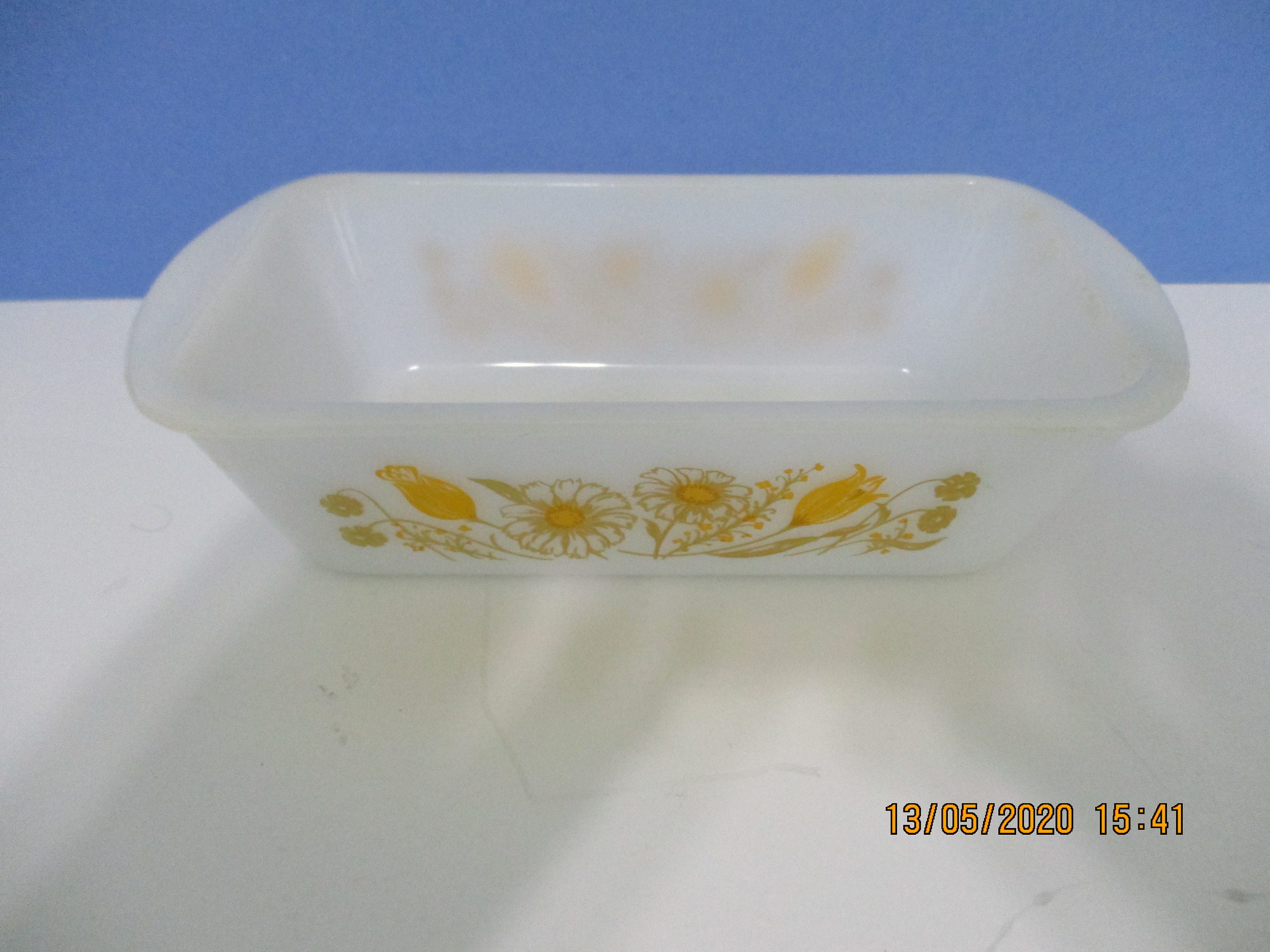 Vintage Glasbake Loaf Pan Orange Floral Etsy