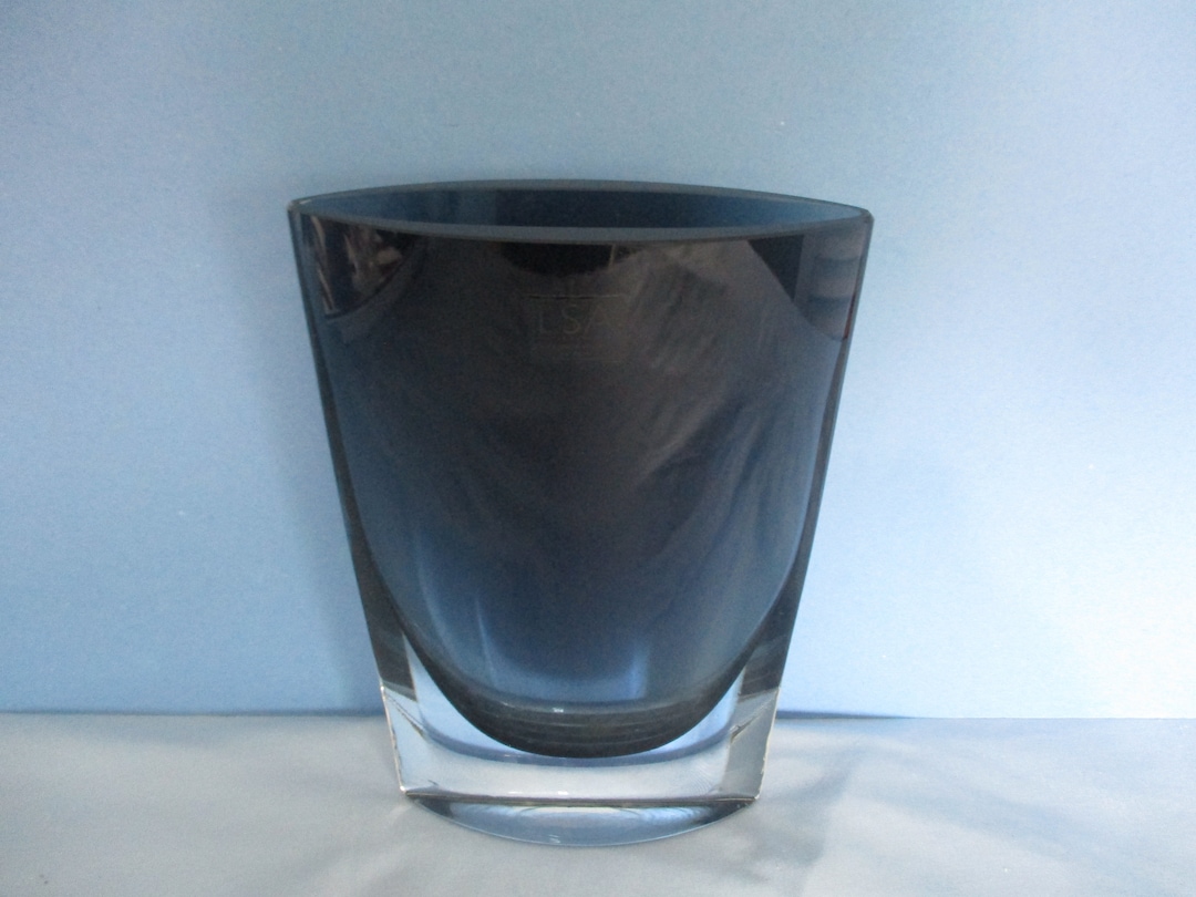 LSA International Poland Hand Blown Smoky Blue Vase Etsy