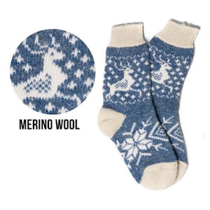 Christmas Socks, Wool Socks, knitted socks, winter Merino Wool Socks, Reindeer Socks, warm Socks, Fuzzy Socks, Ski Socks, Knitted socks,