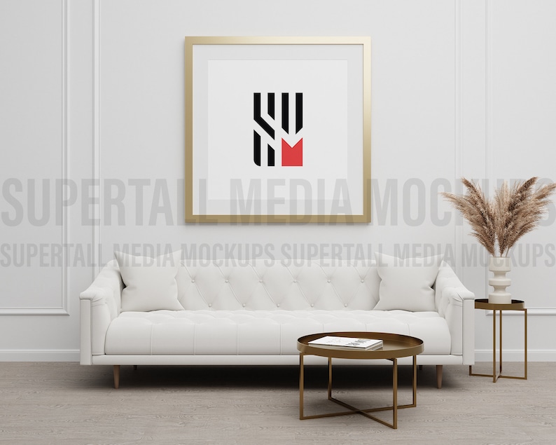 Download Large Square Frame Mockup Psd Mockup Mid Century Modern Interior Mockup Drawing Illustration Digital Fullharvest Com Hk