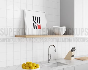 Square Frame PSD Mockup | Kitchen Interior Mockup