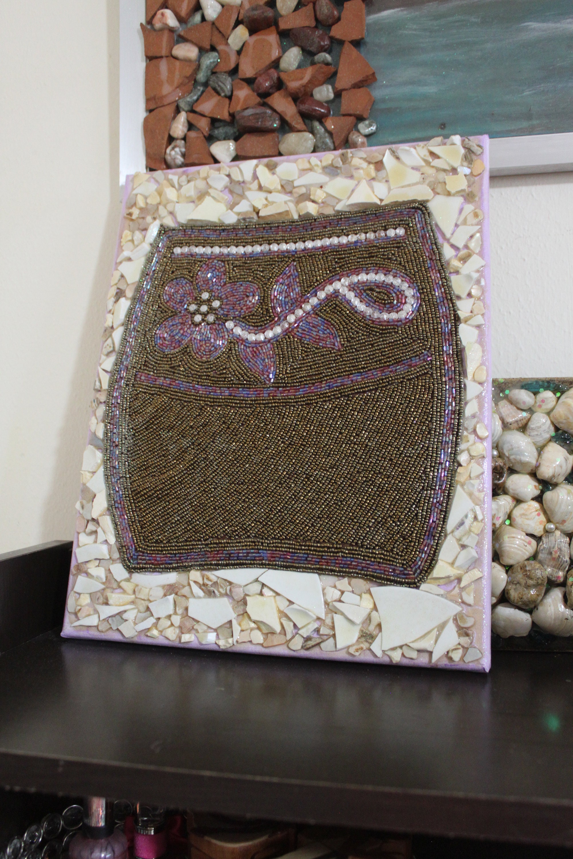Beautiful seedbeaded mosaic on canvas Harmony's Etsy