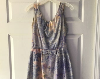 Floral Silk Dress Adorned With Floral Sheer Organza