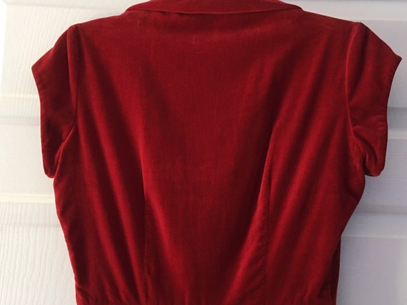 Fabulous Vintage Red Velvet Dress With Zircon Acc… - image 6