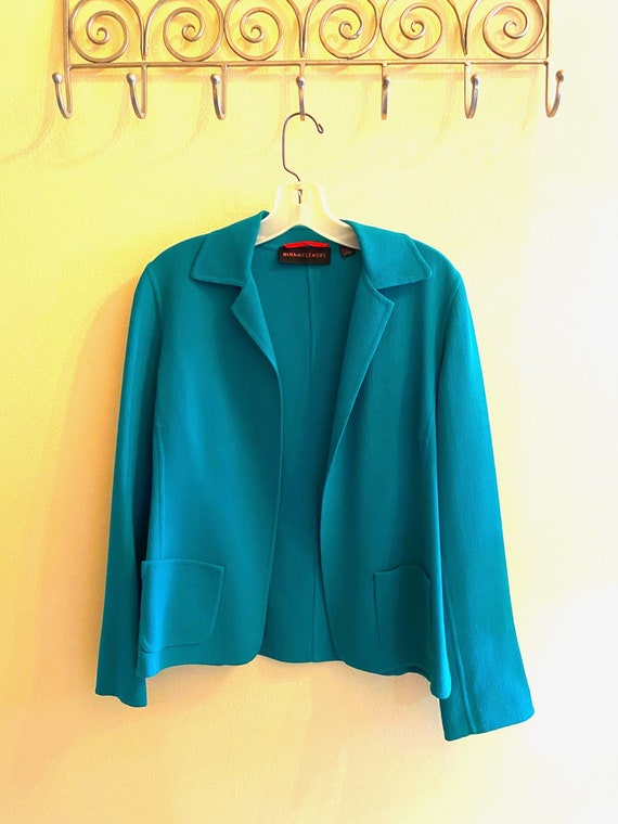 A Breezy Light Wool Women's Jacket in Teal Green