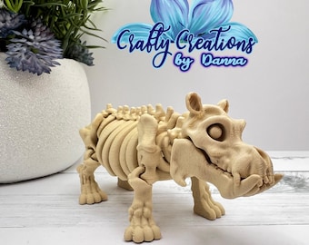 3D Printed Articulated Skeleton Hippo – Unique Bone-Colored Collectible!