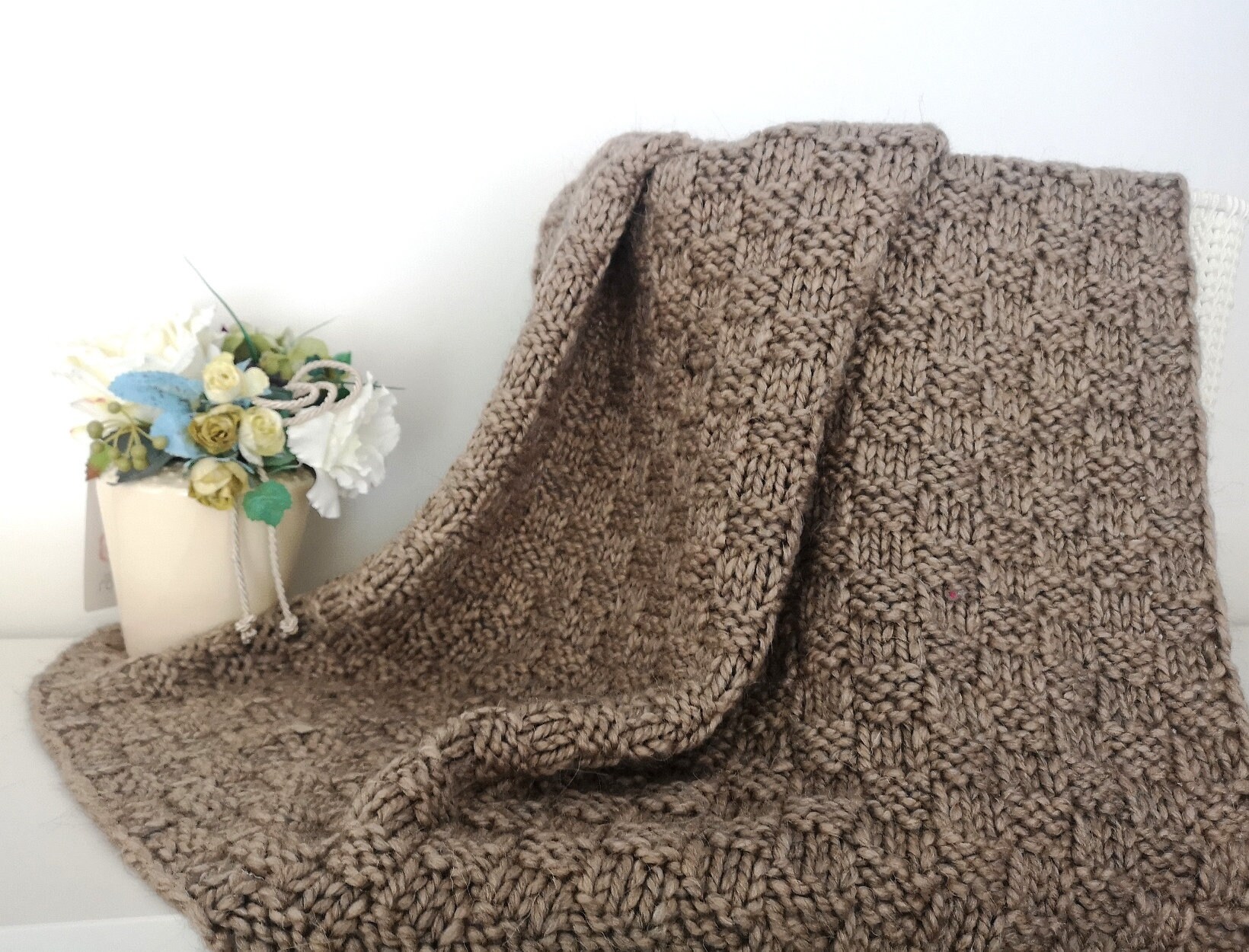 Chunky knit blanket set Knitting kit for baby blanket diy Etsy
