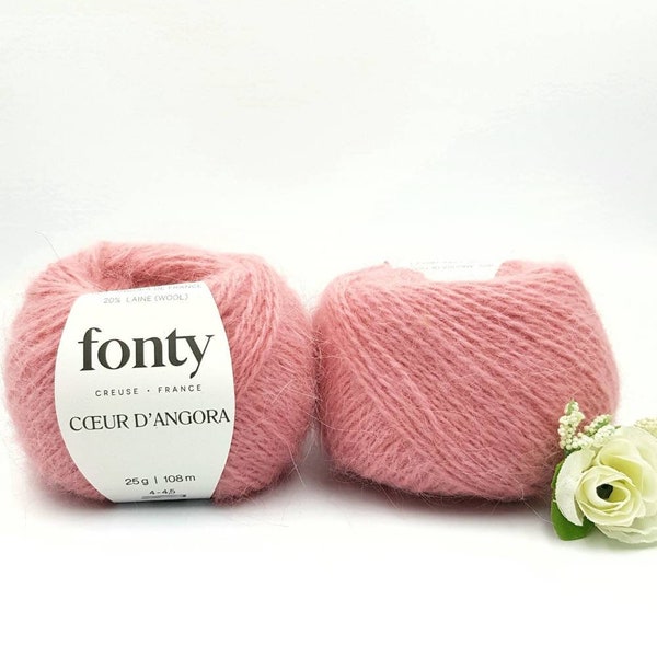 Fonty Coeur D'angora, Fil de lapin Angora, Fil moelleux, Fil Merino Angora, 0,88 oz - 118 yds