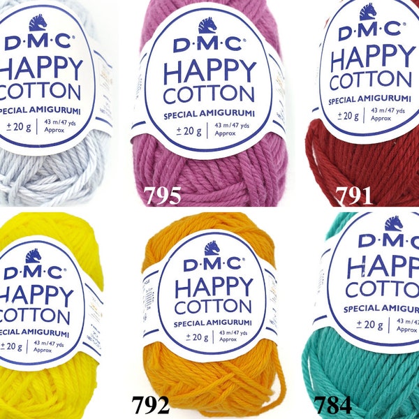 Amigurumi crochet yarn, cotton thread for toys, DMC Happy Cotton, mini cotton balls