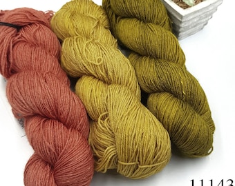 Gazzal Wool & Silk, Merino Wool Silk Yarn, Hand Dyed Lace Weight Solid Color Knitting Yarn, 1,76oz-360yd