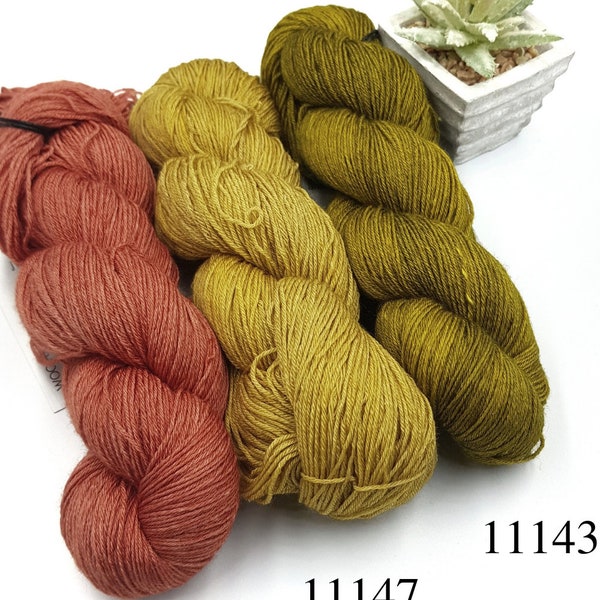 Gazzal Wolle & Seide, Merinowolle Seide Garn, handgefärbtes Lace Gewicht einfarbiges Strickgarn, 1,76oz-360m