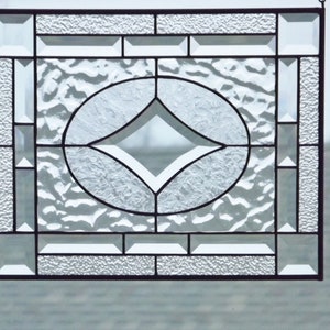 Star Bevel with Clear Textures Stained Glass Panel, Clear Beveled Glass, Clear Textured Glass