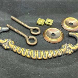 Brass Drawer or Bale Pull with an Antique Finish - 3" Mounting Holes