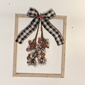 Christmas decor, farmhouse Christmas, holiday wall hanging, winter decor, Christmas flocked greenery, rustic stars