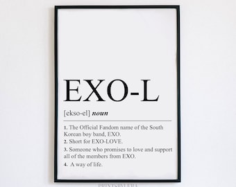 EXO-L Definition | Art Print | Dictionary Style | Home Decor Poster | Gift idea for Teenage Girl / Boy / K-pop EXO Fan | Unframed
