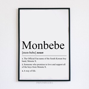 Monbebe Definition | Art Print | Dictionary Style | Home Decor Poster | Gift idea for Teenage Girl / Boy / K-pop Monsta X Fan | Unframed