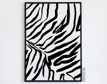 Zebra Animal Print | Pink and White Pattern Home Decor Wall Art Print | Unframed